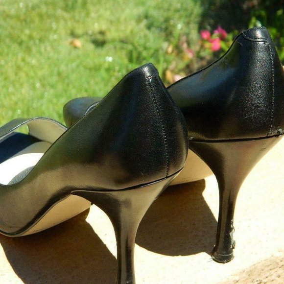 Enzo Angiolini Eamaylie Model Black Leather Peep Toe Classic Pump Shoes US 8.5 - Picture 6 of 11